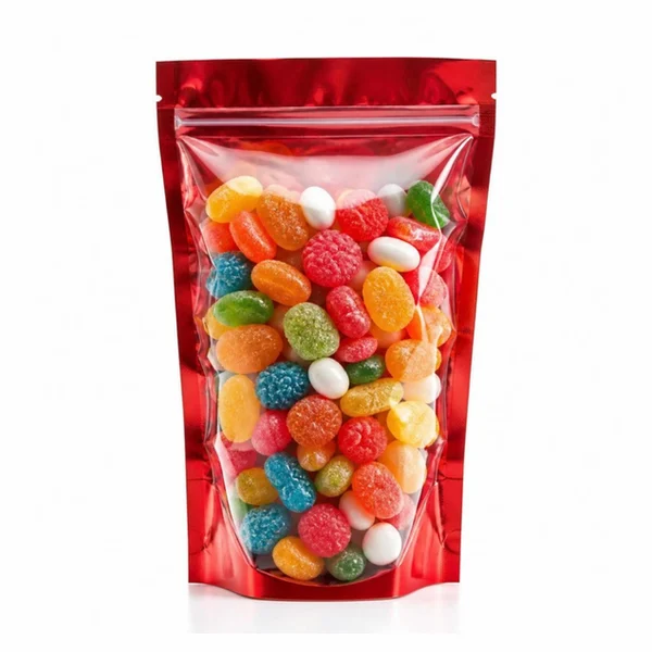 Kırmızı Şeffaf Metalize Doypack 9x14 cm