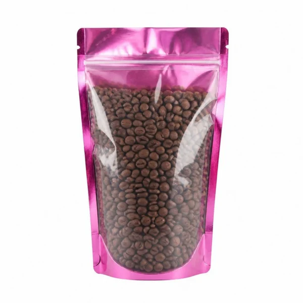 Pembe Şeffaf Metalize Kilitli Doypack 9x14 cm
